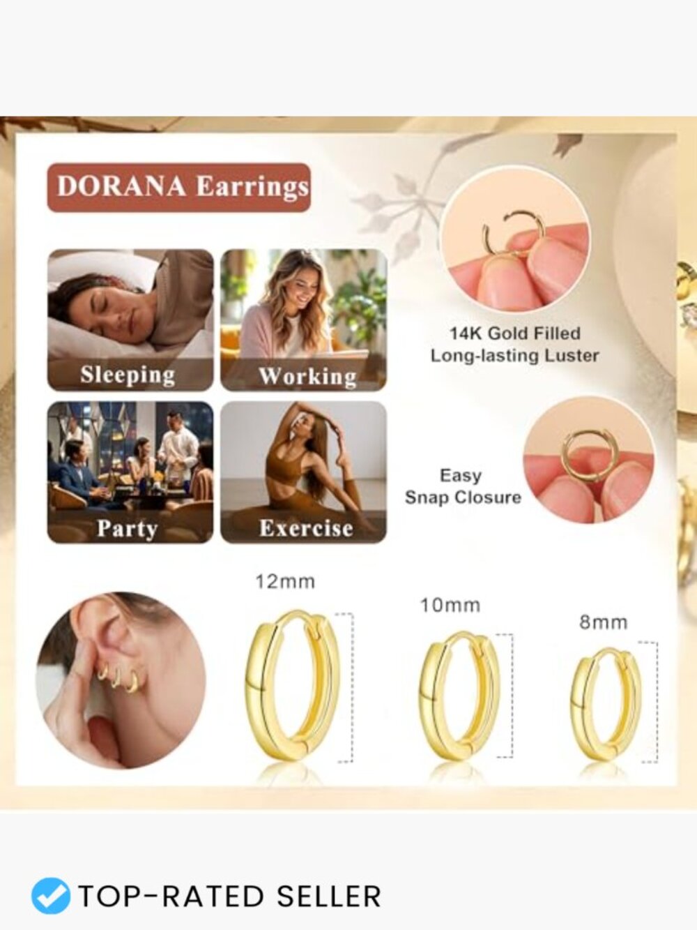 3 Pairs 925 Sterling Silver Huggie Hoop Earring Set Hypoallergenic Non Tarnish - Picture 4 of 7